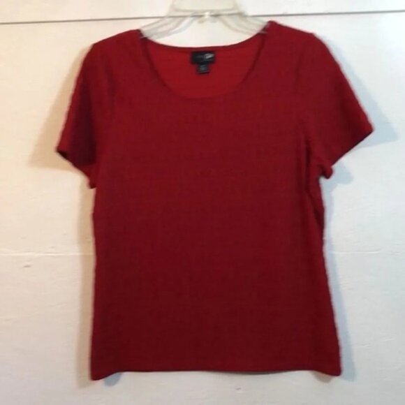East‎ 5th Essentials Red Textured Knit Top Short Sleeve Crew Neck Shirt - Picture 6 of 11